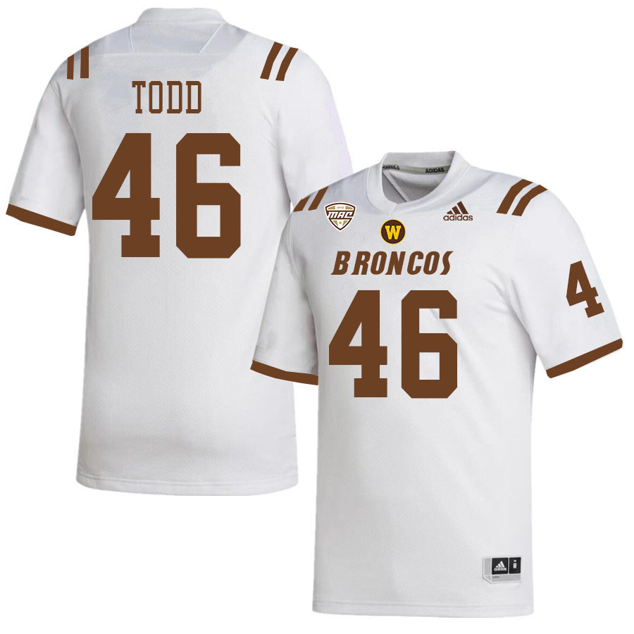 #46 RJ Todd Western Michigan Broncos College Football Jerseys Stitched-White